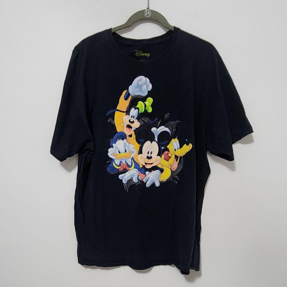 Walt Disney Black Cotton Goofy Mickey Donald Graphic Men XL